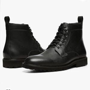 NEW NWOB Donald J Pliner James black tumbled leather lace up boot size 9
